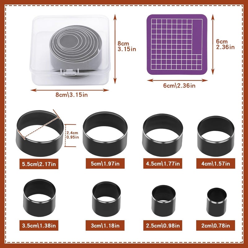 Yizzvb 8 Pcs Leather Circle Cutter Tool Set, Leather Punch Tool, High Carbon Steel Round Craft Punching Tools for DIY Craft, Punching Die Set, 8 Sizes 20 25 30 35 40 45 50 55mm - Image 2